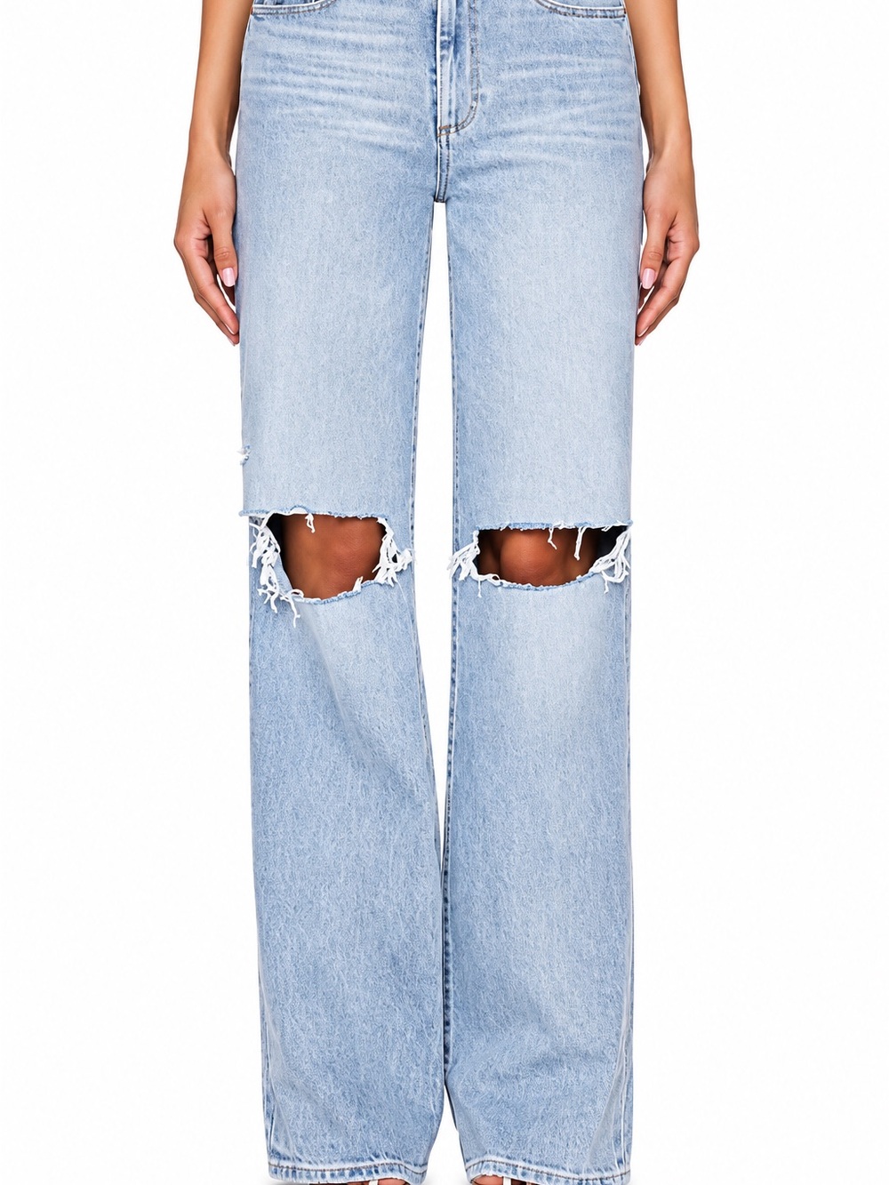 PAIGE Sasha High-Rise Wide Leg Distressed Jeans - Maeve Destructed Wash - Sz 28